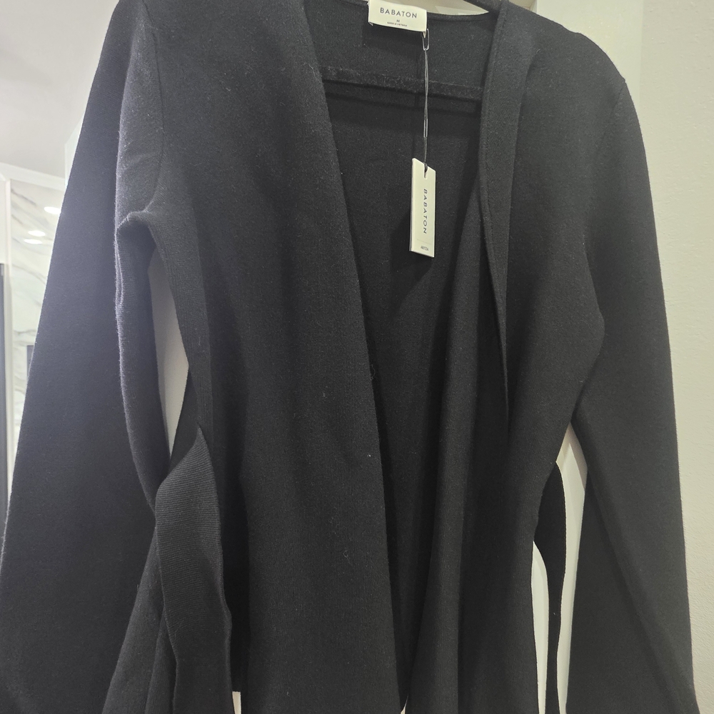 Babaton (Aritzia) Black Peplum Knit Cardigan